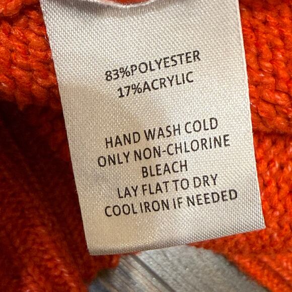 Caligraphie Orange Multi Textured Knit Sweater Size L - Picture 8 of 11
